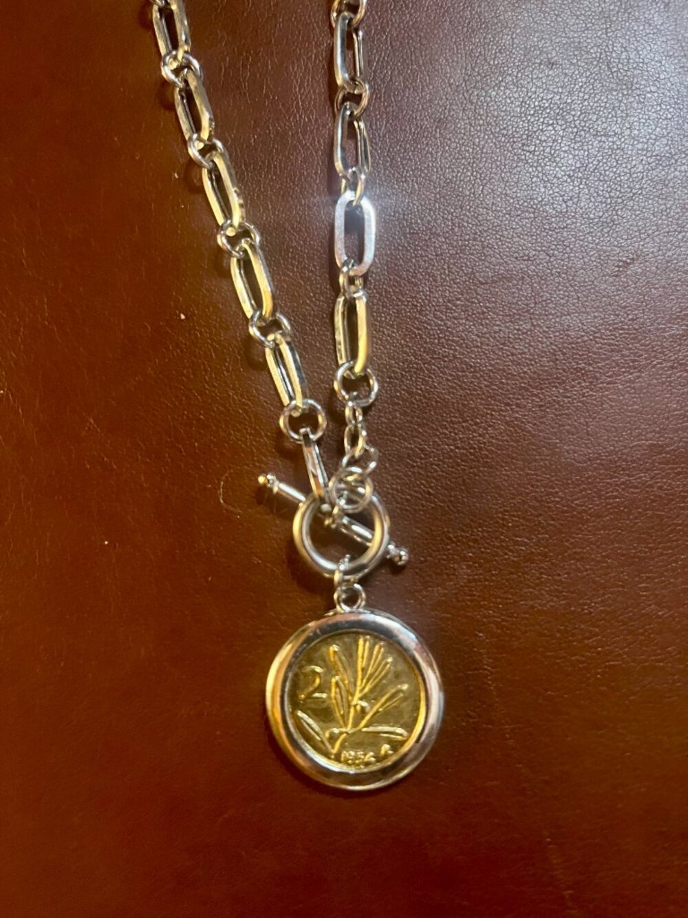Ross-Simons Italian Bee Lira Coin Necklace Sterling Silver 20" - Picture 3 of 12